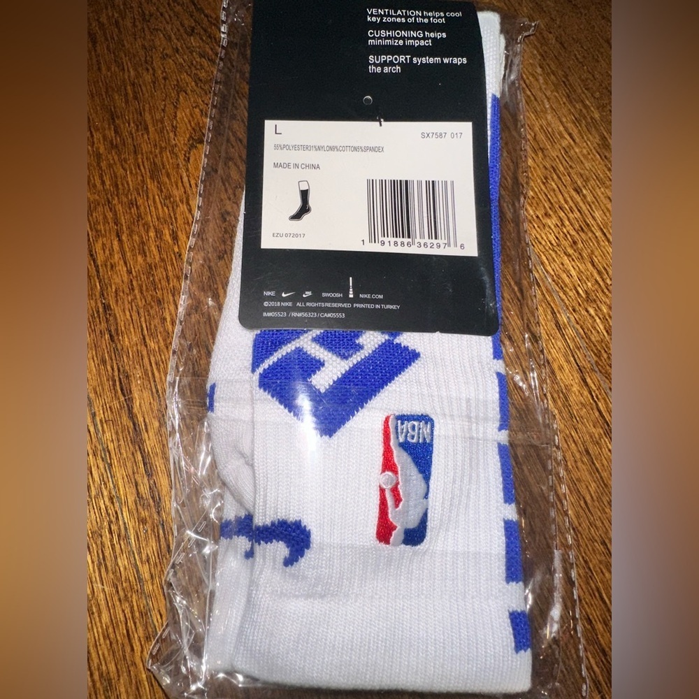 Nike Elite NBA Crew Socks – Golden State Warriors Yellow/White/Blue – Size Large - Picture 2 of 2